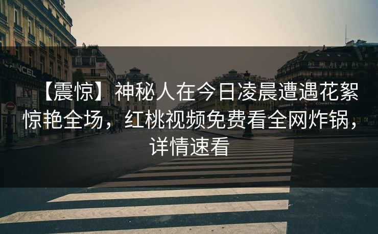 【震惊】神秘人在今日凌晨遭遇花絮惊艳全场，红桃视频免费看全网炸锅，详情速看