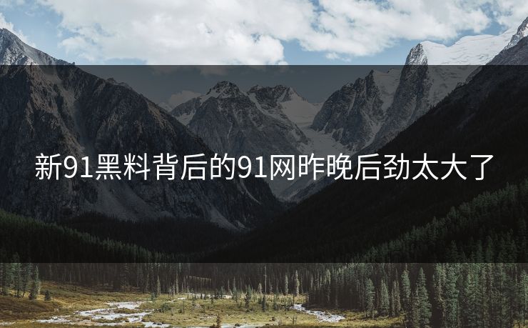 新91黑料背后的91网昨晚后劲太大了